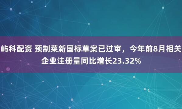 屿科配资 预制菜新国标草案已过审，今年前8月相关企业注册量同比增长23.32%